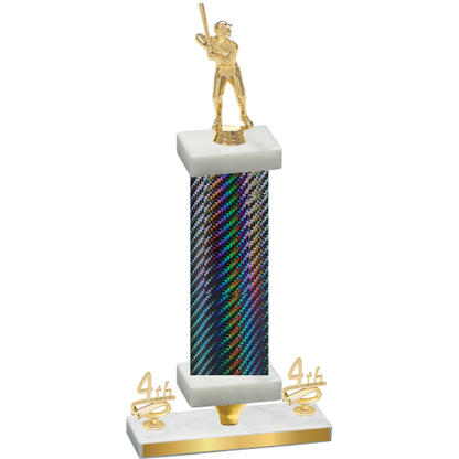 Premium Single Black Carbon Fiber Fourth Place Baseball Trophy