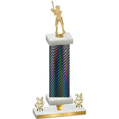 Premium Single Black Carbon Fiber Year Baseball Trophy