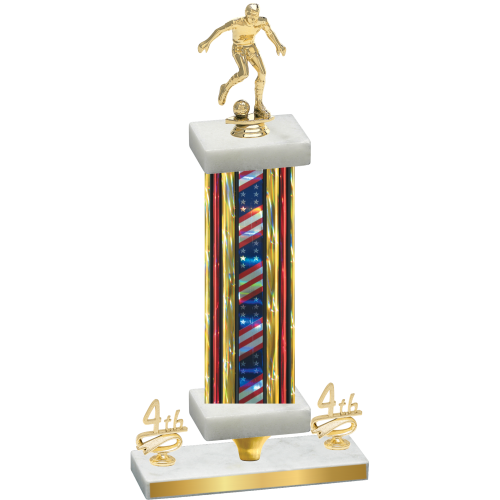Premium Single Flag USA Fourth Place Soccer Trophy