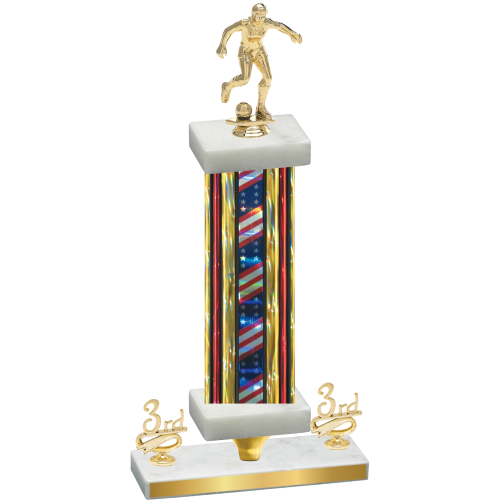 Premium Single Flag USA Third Place Soccer Trophy