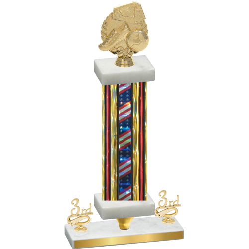 Premium Single Flag USA Third Place Soccer Trophy