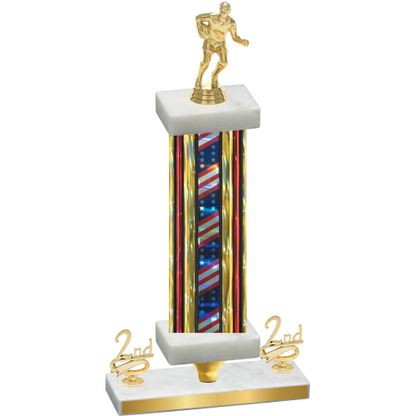 Premium Single Flag USA Second Place Rugby Trophy