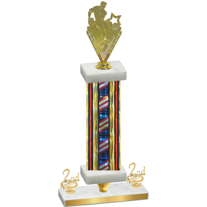 Premium Single Flag USA Second Place Rugby Trophy