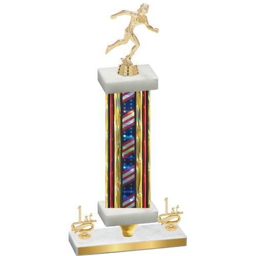 Premium Single Flag USA First Place Running Trophy