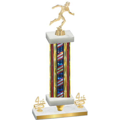 Premium Single Flag USA Fourth Place Running Trophy