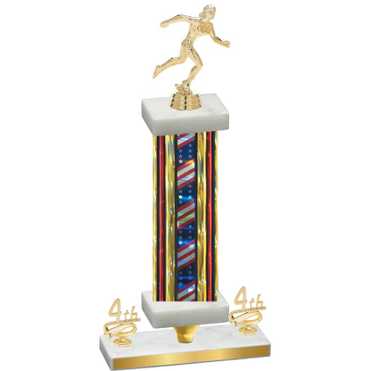 Premium Single Flag USA Fourth Place Running Trophy