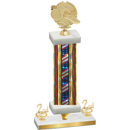 Premium Single Flag USA Second Place Running Trophy