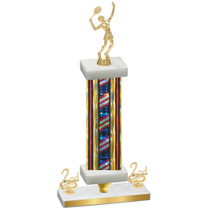 Premium Single Flag USA Second Place Tennis Trophy