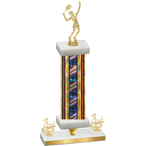 Premium Single Flag USA Third Place Tennis Trophy