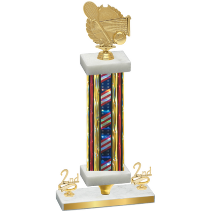 Premium Single Flag USA Second Place Tennis Trophy