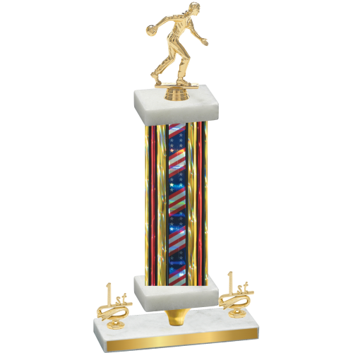 Premium Single Flag USA First Place Bowling Trophy