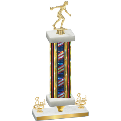 Premium Single Flag USA Third Place Bowling Trophy