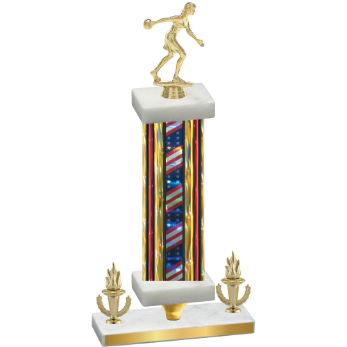 Premium Single Flag USA Victory Bowling Trophy