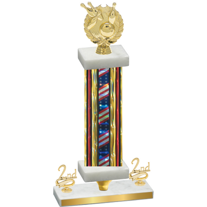 Premium Single Flag USA Second Place Bowling Trophy