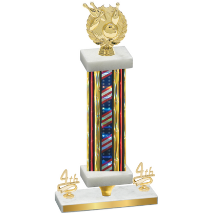 Premium Single Flag USA Fourth Place Bowling Trophy