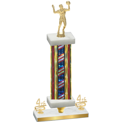 Premium Single Flag USA Fourth Place Volleyball Trophy