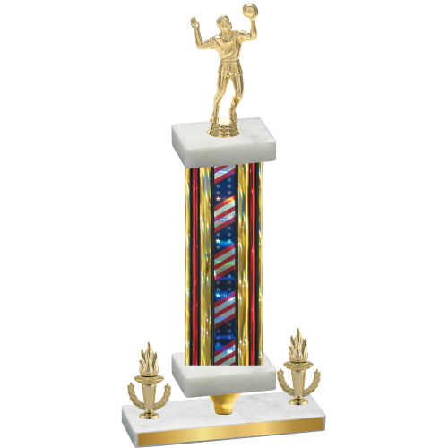 Premium Single Flag USA Victory Volleyball Trophy