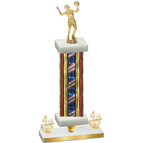 Premium Single Flag USA Fourth Place Volleyball Trophy