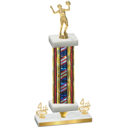 Premium Single Flag USA Fourth Place Volleyball Trophy