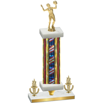 Premium Single Flag USA Victory Volleyball Trophy