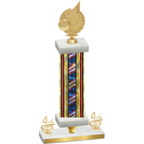 Premium Single Flag USA Fourth Place Volleyball Trophy
