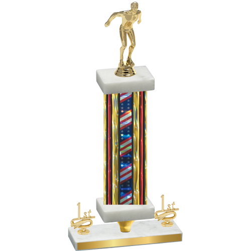 Premium Single Flag USA First Place Swimming Trophy