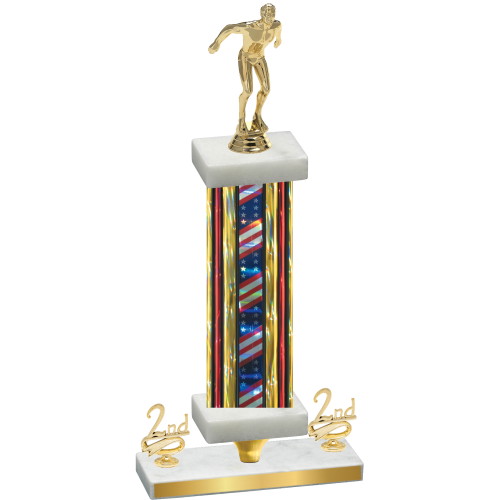 Premium Single Flag USA Second Place Swimming Trophy