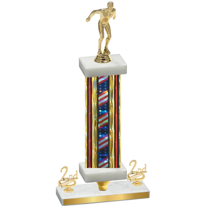 Premium Single Flag USA Second Place Swimming Trophy