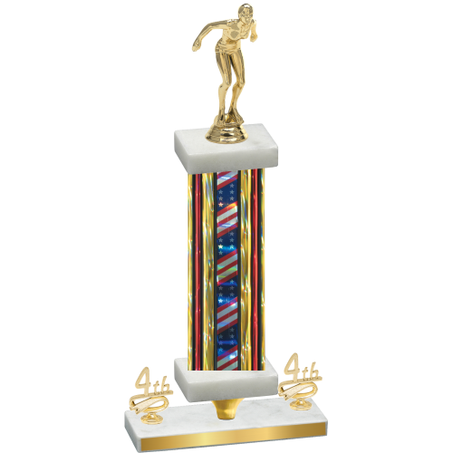 Premium Single Flag USA Fourth Place Tennis Trophy