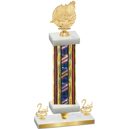 Premium Single Flag USA Second Place Swimming Trophy