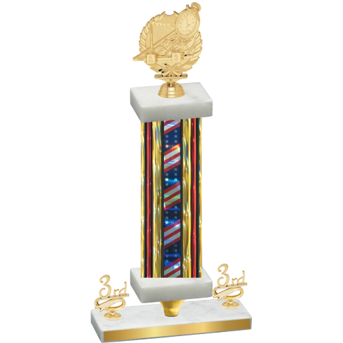 Premium Single Flag USA Third Place Swimming Trophy