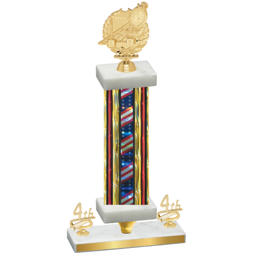 Premium Single Flag USA Fourth Place Swimming Trophy