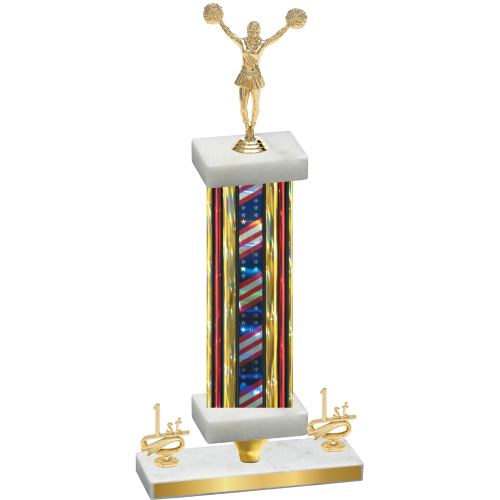 Premium Single Flag USA First Place Cheerleading Trophy