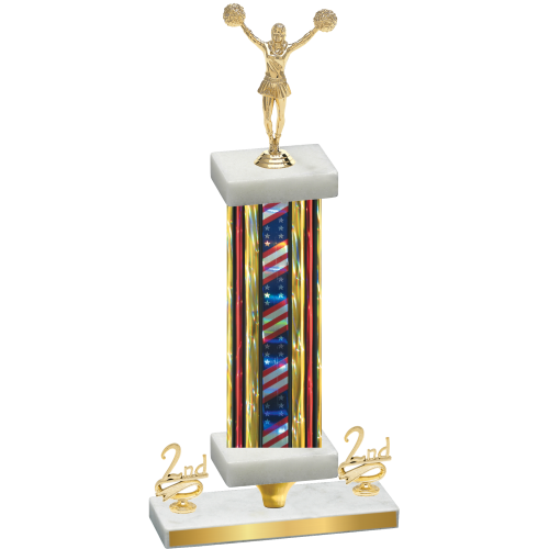 Premium Single Flag USA Second Place Cheerleading Trophy