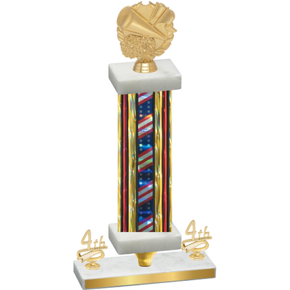 Premium Single Flag USA Fourth Place Cheerleading Trophy