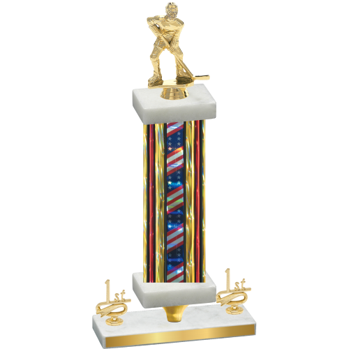 Premium Single Flag USA First Place Hockey Trophy