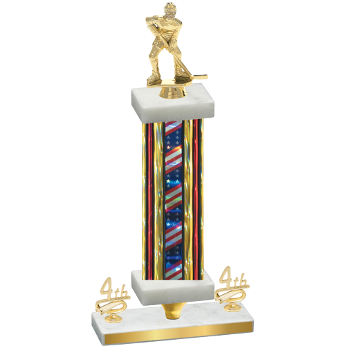 Premium Single Flag USA Fourth Place Hockey Trophy