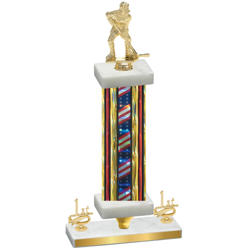 Premium Single Flag USA First Place Hockey Trophy