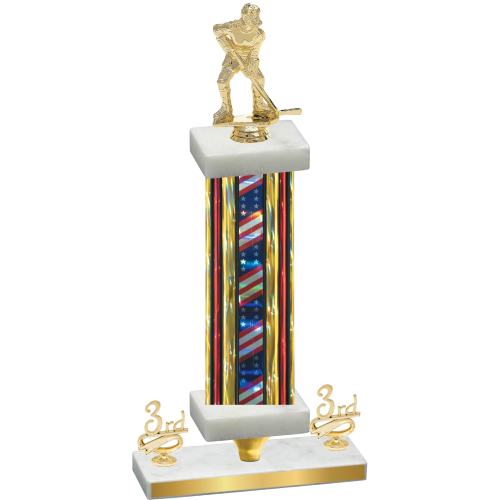 Premium Single Flag USA Third Place Hockey Trophy
