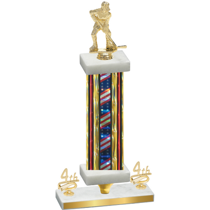 Premium Single Flag USA Fourth Place Hockey Trophy