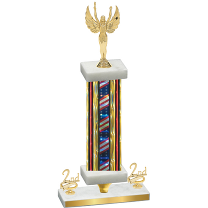 Premium Single Flag USA Second Place Victory Trophy