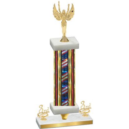 Premium Single Flag USA Third Place Victory Trophy