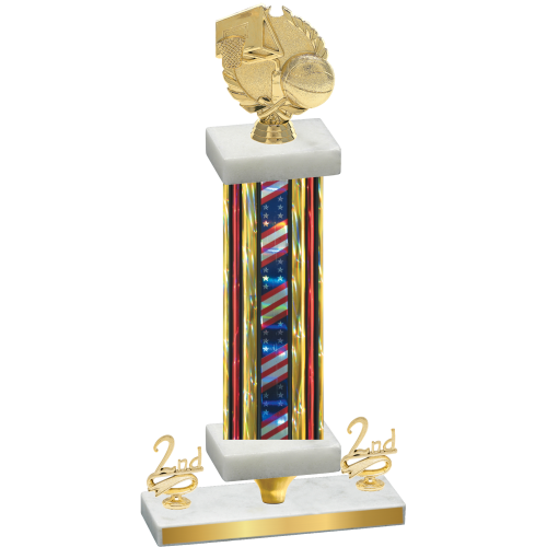 Premium Single Flag USA Second Place Basketball Trophy