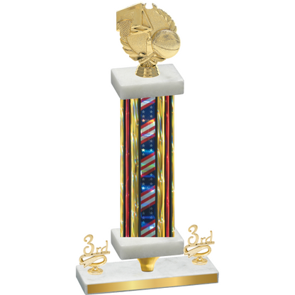 Premium Single Flag USA Third Place Basketball Trophy