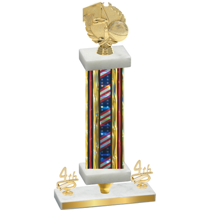 Premium Single Flag USA Fourth Place Basketball Trophy
