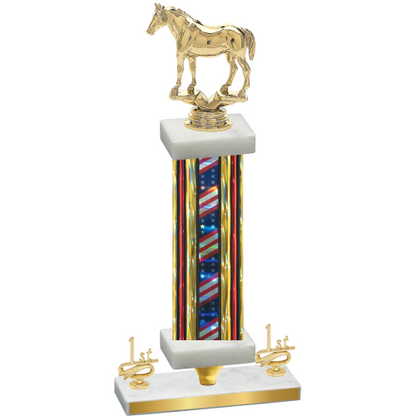 Premium Single Flag USA First Place Horses Trophy