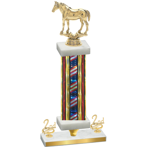 Premium Single Flag USA Second Place Horses Trophy