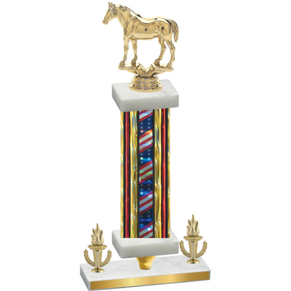 Premium Single Flag USA Victory Horses Trophy