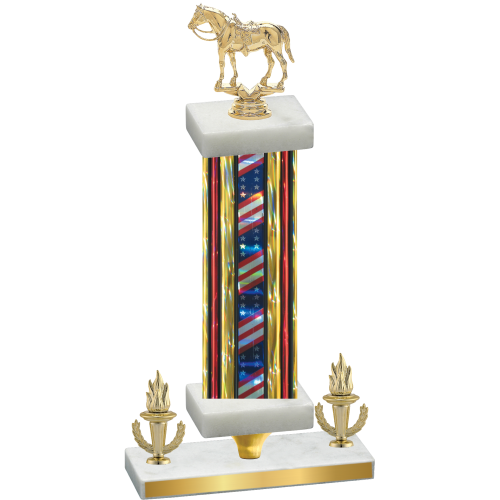 Premium Single Flag USA Victory Horses Trophy