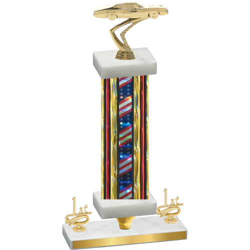 Premium Single Flag USA First Place Cars Trophy